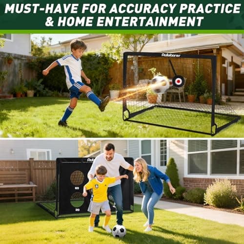 Soccer Goal, 2 Pack of 4x3ft Kids Soccer Goals Set for Backyard, Portable Pop-Up Soccer Net Training Equipment with Ball, Pump, Cones, Targets & Carry Bag for Outdoor Sports & Games view 5