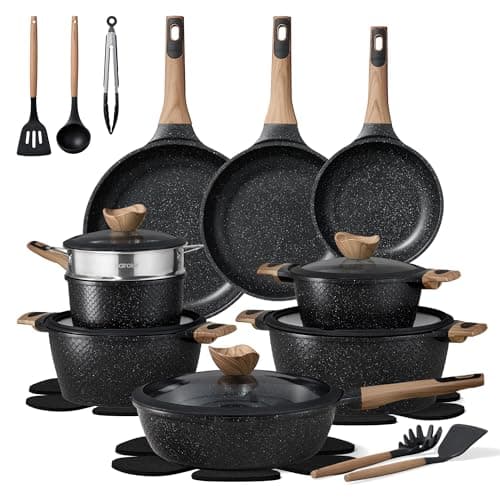 CAROTE 26PCS Pots and Pans Set Non Stick, Cookware Set Pots and Pans Induction Cook Ware, Nonstick Kitchen Cooking, PFOA Free, Black — image 1