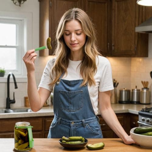 Iosjeude Pickle Fork -2 Pack pickle grabber, olive fork pickle with Rubber Apron for Pickles, Dishwasher Safe, kitchen gadgets pickle gifts pickle forks for the jar pickle holder view 2