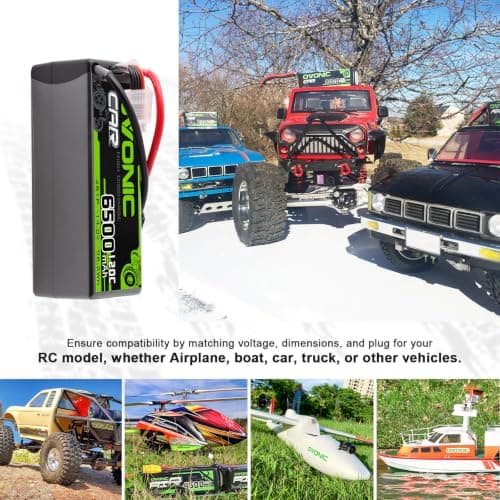OVONIC 4S Hard Case LiPo Battery 14.8V 6500mAh 120C with TRA Plug for RC Car RC Truck Airplane Helicopter Boat Car Racing RC Hobby (2 Packs) view 6