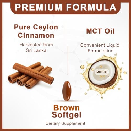 Tiuedu Ceylon Cinnamon Softgels with MCT Oil, 2Pack | Antioxidant & Digestive Wellness Support view 3