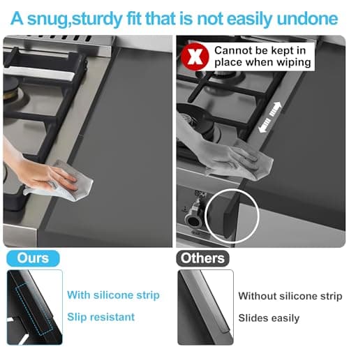 Stainless Steel Stove Gap Covers, 2 Pack Stove Gap Filler, Range Trim Kit, Stove Guards for Oven Counter Side Gap Kitchen, Retractable Length 13.8" to 27.5" - Black-L view 3