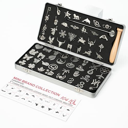 1 Inch 104-Piece Stainless Steel Branding Iron Kit - Alphabet, Numbers & Animal Designs for Wood Burning, Leather Crafting, Steak Marking, BBQ Grill & DIY Personalized Gifts (104) view 2
