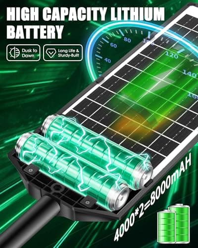 Mcfacesun Solar Lights Outdoor-6500K 16000LM Led Street Light, IP66 Waterproof Solar Street Lights Outdoor with Motion Sensor & Dusk to Dawn, led solared Street Light Easy Installation view 3