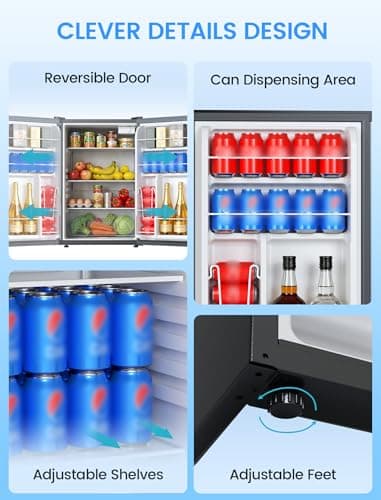COWSAR Dorm Fridge without Freezer, 4.4 Cu.Ft Single Reversible Door Office Refrigerator with Adjustable Thermostat, Removable Glass Shelves, Commercial Compact Fridge for Bedroom Dorm Office view 4