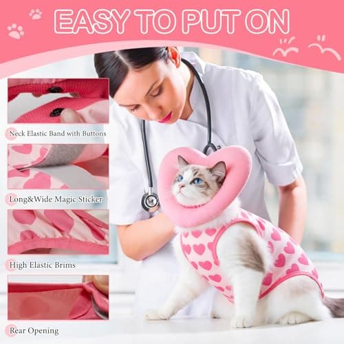 EMUST Recovery Suit for Small Dogs After Surgery, Soft E-Collar Alternative Surgical Wear, Breathable Anti-Licking Post-Op Clothes for Spay, Birth Control & Comfortable Recovery(Heart,L) view 3