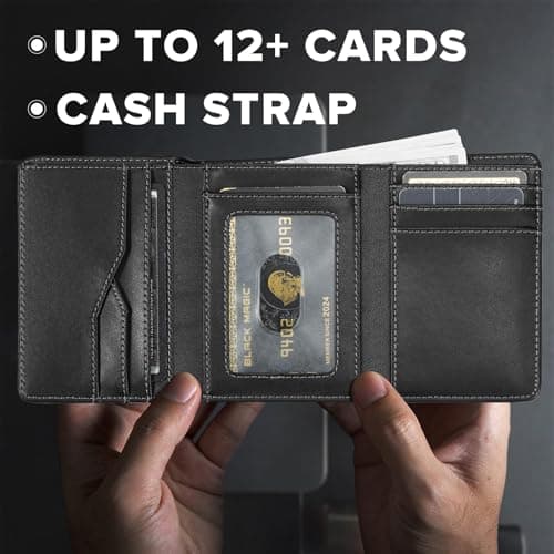 furid Genuine Leather Wallet Chains for Men: Wallet Chain with Card Holder - RFID Trifold Wallets with Anti Theft Chain - Gifts for Father Husband for Birthday Anniversary view 3