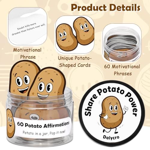 Dalycro Potato Affirmations Cards in A Decorative Jar, 60 Positive Messages for Daily Support, Inspirational Potato Gifts for Women Men Coworker (Potato) view 3