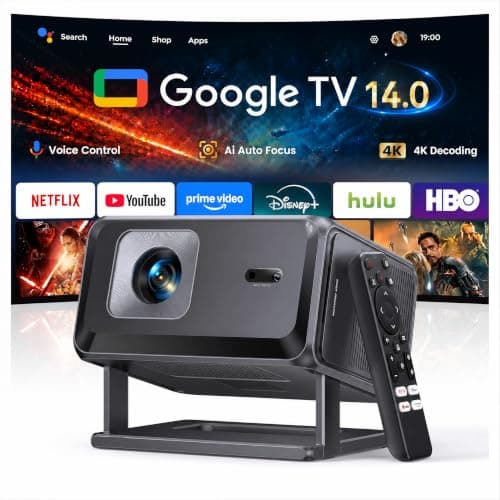 Portable Smart Projector [Bundled with Google TV Stick 14.0 & 4K Support & Dolby] with WiFi and Bluetooth HDR10,Ceiling Mini Movie Short Throw Projector Outdoor Auto Focus for Home Theater Bedroom — image 1