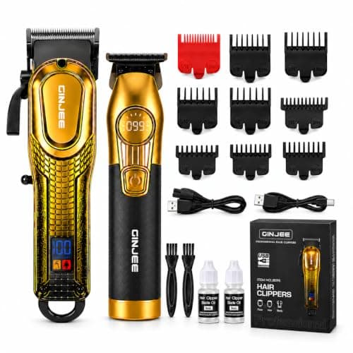 Hair Clippers for Men, Cordless Barber Clipper and Trimmer Set, Gold — image 1