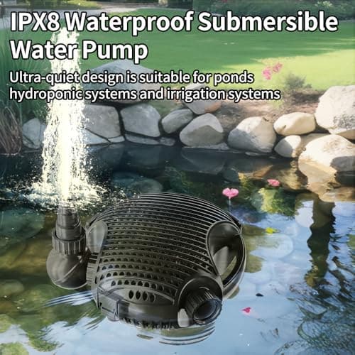 LYCLEAN Submersible Water Pump 3302 GPH, 130W Pond Pump with 13.1FT Lift Height for Water Fountain Pond, Adjustable Water Outlet Quiet Aquarium Pump for Waterfall, Fish Pond, Statuary Hydroponic view 2