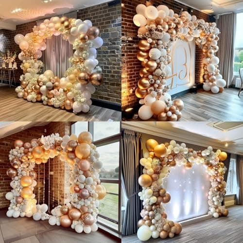 Valentines Day Decorations Boho Neutral Balloon Garland Arch Kit 200Pcs Champagne Gold Latex Balloons for Summer Graduation Fathers Day Wedding Bridal Shower Birthday Party Galentines Day Decor view 3