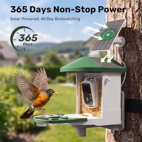 HARYMOR Smart Bird Feeder with Camera Solar Powered, 2K HD Live Video, 10,000+ Bird Species AI Identification, Wild Bird House Feeders for Outdoors, Instant Arrival Alerts, Ideal Gift for Bird Lovers view 5
