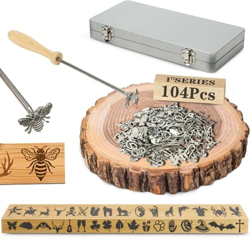 1 Inch 104-Piece Stainless Steel Branding Iron Kit - Alphabet, Numbers & Animal Designs for Wood Burning, Leather Crafting, Steak Marking, BBQ Grill & DIY Personalized Gifts (104) — image 1
