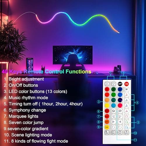 maylit 360 Degree Luminous Reticulate Weave Rope Lights, 16.4ft Addressable ICRGB LED Strip Lights, Music Sync, DIY Design, USB Powered Flexible LED Lights for Gaming Room Living Bedroom Wall Decor view 4