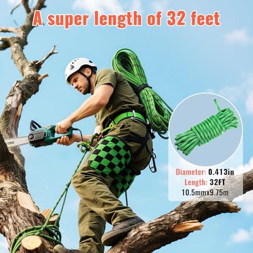 Keepark 10.5mm 1/2 Inch Static Climbing Rope - 32FT to 150FT - 9000lbs Arborist Tree Rope, Heavy Duty Rappelling Rope for Adults & Kids Rock Climbing, Fire Rescue, Escape, Caving, Sailing & Swing view 4