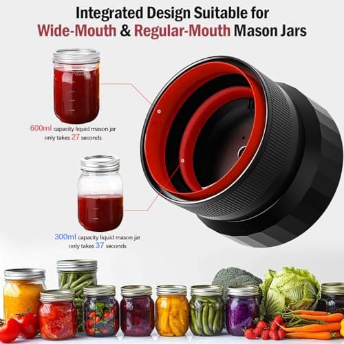 2026 Upgraded Mason Jar Vacuum Sealer, Electric Vacuum Sealer for Regular Mouth and Wide Mouth Canning Jars, Fully Automated and Portable view 3