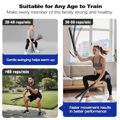 Faluded 1 lbs Weighted Ropeless Battle Ropes, Portable Cordless Home Gym Equipment, Quiet Apartment Workout & Low-Impact Training for Men & Women view 6