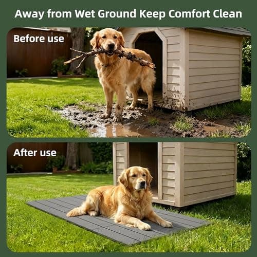 Summertrail Dog Kennel Flooring Outdoor Flooring Decking for Dog Waterproof Dog Training Platform, Portable Deck for Pet Enclosures (12 x 12 inches, 8PCS) view 7