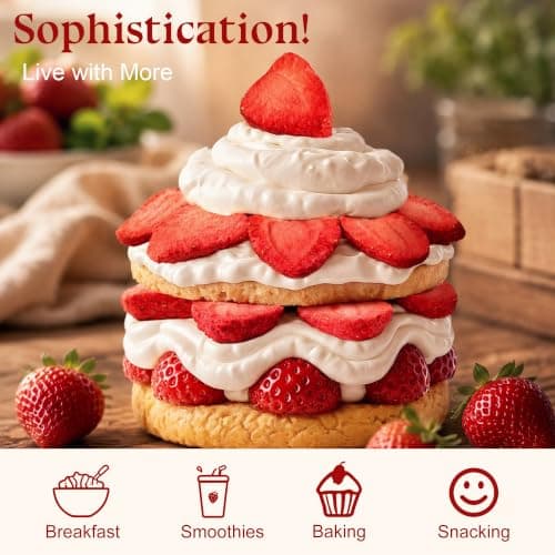 Organic Freeze Dried Strawberries Slices Dehydrated Fruit & Dry Berries Crispy Dried Strawberry Fruits, for Breakfast Cereal Dessert Salad Yogurt Baking Decoration Non GMO Gluten Free Vegan 9 oz view 5