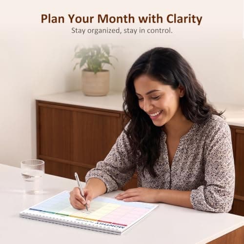 Desk Blank Calendar, Monthly Planner Stand, Undated Spiral-Bound Monthly Calendar, 12-Page Color-Coded Weekly Planner Pages with Memo Sections, Foldable Tri-Fold Desktop Daily Calendar view 6
