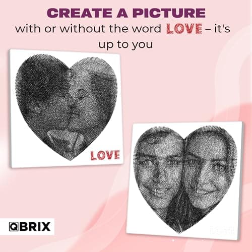 QBRIX Custom String Art Kit for Heart Shaped Couple Portrait | DIY Craft Kit for Adults for Handmade Home Décor Creation | All-in-One Photo String Art Maker view 6