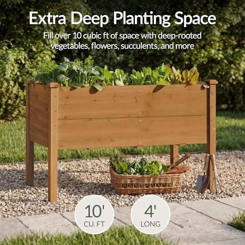 Best Choice Products 48" x 24" x 30" Raised Garden Bed with Extra Deep 16" Depth, Elevated Wood Planter Box Stand for Backyard, Patio, Balcony, Natural Fir Wood - Acorn Brown view 3