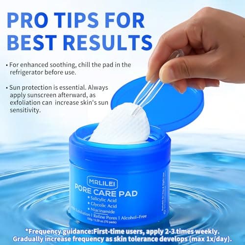 MRLILEI BHA Salicylic Acid Toner Pads with Pore Care, Dual-Textured Exfoliating Pads with Glycolic Acid & Niacinamide, Daily Facial Skincare for All Skin Types, 70 Pads + 4 Trial Pads view 2
