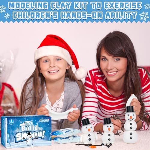 4 Pack Christmas Crafts, Air Dry Clay Snowman Kit for Winter Event Games | Toddler Craft Supplies, Build a Snowman Kit, Christmas Stocking Stuffers, Xmas DIY Winter School Family Party Supplies view 5