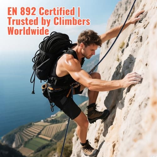 Keepark 10.5mm 1/2 Inch Static Climbing Rope - 32FT to 150FT - 9000lbs Arborist Tree Rope, Heavy Duty Rappelling Rope for Adults & Kids Rock Climbing, Fire Rescue, Escape, Caving, Sailing & Swing view 5