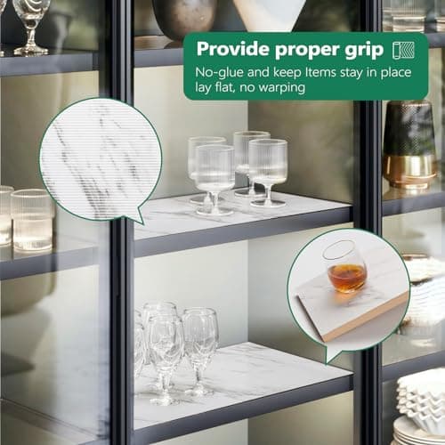 CLENAT Shelf Liner, Cabinet Liners for Kitchen Drawers Non-Adhesive, 17.5" W x 236.2" L Waterproof Plastic Paper, Durable EVA Cabinet Mat for Shelves, Refrigerator, Pantry, Cupboard, Ribbed Marble view 6