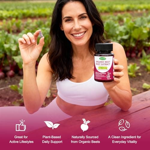 Vitarevive Organic Beet Root Capsules with Beetroot Extract 17850mg 21:1 Concentrated Beetroot Supplement Supports Circulation and Nitric Oxide from Beet Root Powder Extract 120 Count view 6