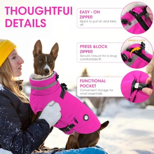 Dogcheer Waterproof Dog Coat with Harness, Adjustable Dog Jacket with Pockets view 3
