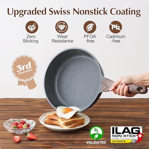 SENSARTE Nonstick Cookware Set 13-Piece, Non Stick Pots and Pans Set with Swiss Granite Coating, Healthy Kitchen Cooking Set, Stay-Cool Handles, PFOA Free view 4