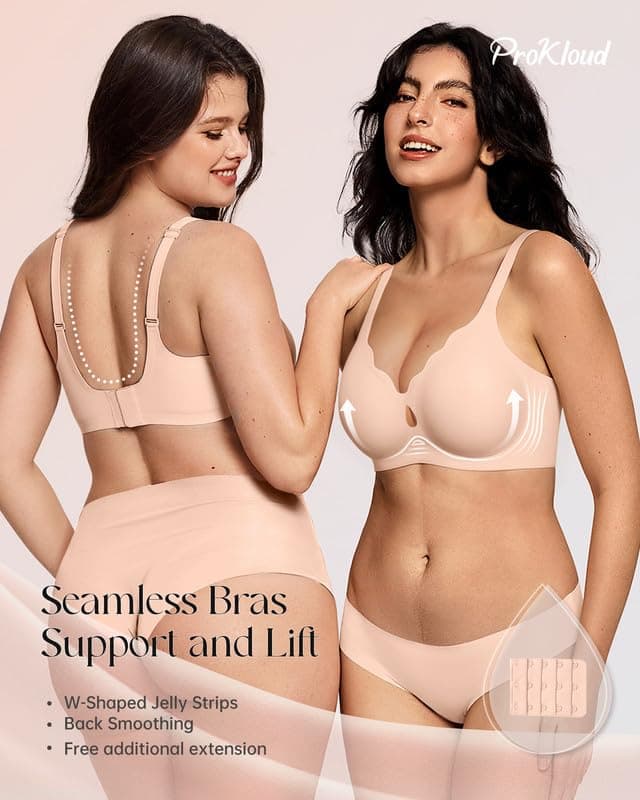 ProKloud Wireless Bras for Women Wave Push Up No Underwire Bralettes Seamless Full Coverage Support Lift Everyday Bra view 3