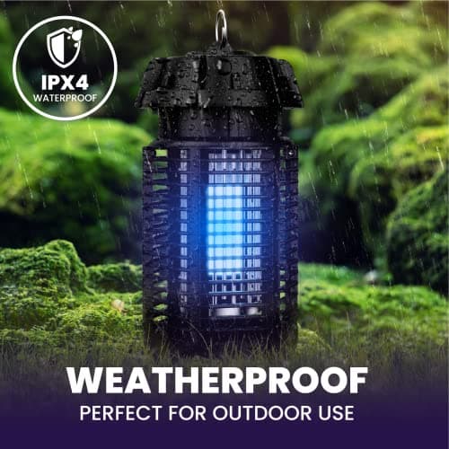 LiBa Bug Zapper Outdoor 4000V 20W, IPX4 waterproof Insect Killer for Yard | 4000V grid, 20W brightness, IPX4 waterproof, switch control, outdoor bug zapper for backyard patio view 5