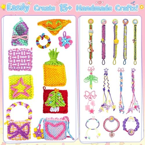 ELFJOY Bracelet Making Kit, Weaving Loom for Kids, Friendship Bracelet Kit, DIY Arts and Crafts for Girls, Potholder Bag Making Coaster Weaving, Weaving Supplies for Beginners Birthday Christmas view 4