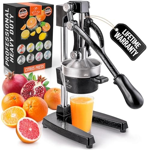Zulay Kitchen Cast Iron Juicer - Easy-to-Clean Heavy-Duty Manual Juicer, Professional Citrus Juicer - Stainless Steel Lemon Squeezer - Manual Citrus Press & Orange Squeezer - Orange Juicer (Black) view 1