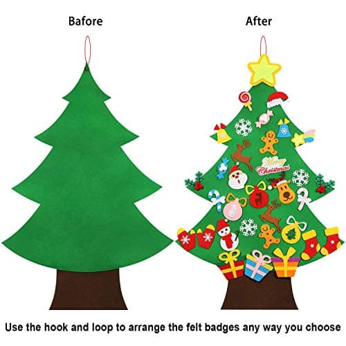 TOBEHIGHER Felt Christmas Tree for Toddlers, 41Pcs DIY 3D Wall Xmas Tree view 3
