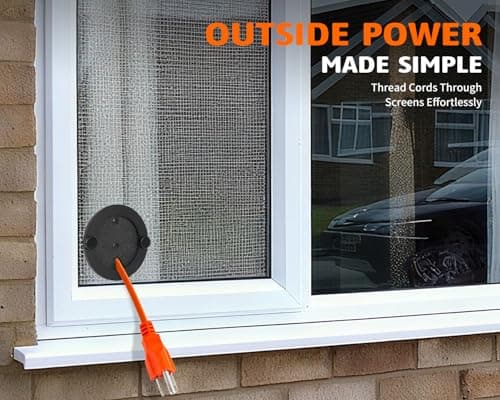 Window Screen Pass Through, Bring Inside Power Outside, for 1/10"-1/2" Cables or Hoses, Fits on Any Standard Window Screen, Dust Proof, for Rv, Pet Cameras, Various LED Lights view 2
