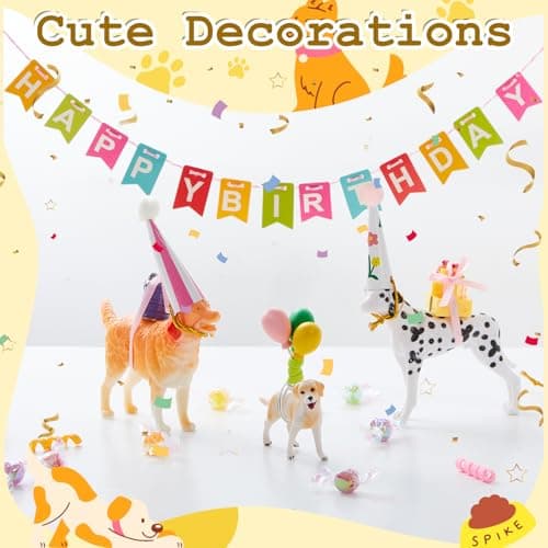 Gemscream 39 Pcs Dog Cake Toppers Party Animal Cake Decorations Puppy Figures with Hats Mini Balloons for Birthday Pet Theme Party view 5
