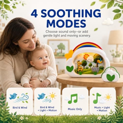 Baby Sleep Soother, USB-C Rechargeable Musical Crib Toy and Sound Machine with Lights for 0-12 Months Infant Toddler, Tummy Time Infant Toys, Birthday Gifts for Newborn 0-3 Years view 4