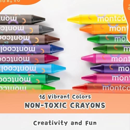montcool 2 Pack Jumbo Crayons Set (32 Pieces, 16 Colors), Washable Non Toxic Easy to Hold Large Crayons view 3