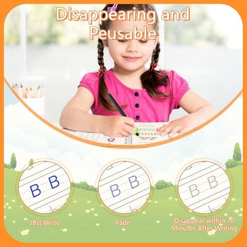 PEASUG Grooved Writing Books for Kids 3-5, Magic Grooved Writing Practice for Kids, Reusable Handwriting Workbooks Practice for Kid Learn to Write, Children's Magic Copybooks 4 Pack view 6
