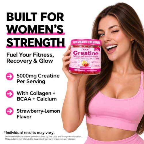 ODOL 5000mg Creatine Monohydrate Gummies with Collagen for Women, 120 Count view 5