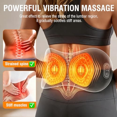 USUIE Cordless Lumbar Support Pillow, Lower Back Massager for Pain Relief | Triple Fusion (Heat & Massage & Traction), Ergonomic Memory Foam, for Sciatica, Back Restore, Use in Car/Office/Home/Travel view 5