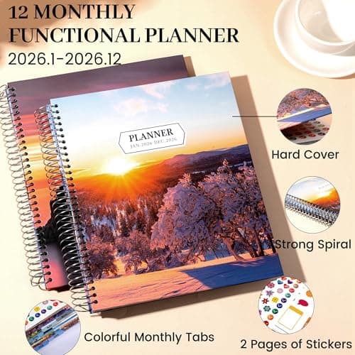 CAGIE 2026 planner Weekly and Monthly Jan 2026-Dec 2026 Hardcover Hourly Daily Planners for Women 26 Calendar Planner with Stickers Spiral Bound Yearly Agenda, 8.5 x 11 view 3