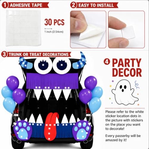 Monster Trunk or Treat Car Decorations Kit for SUV Halloween Decor view 3