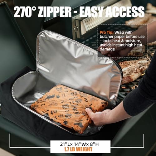 Upgraded Mess-Free Meat Resting Bag with Top-Open Design - 100% Leakproof BBQ Blanket for Brisket, Reinforced Seamless Resting Bag, Smoker Accessories, Grilling Gift for Men (Oxford Fabric 21'') view 3