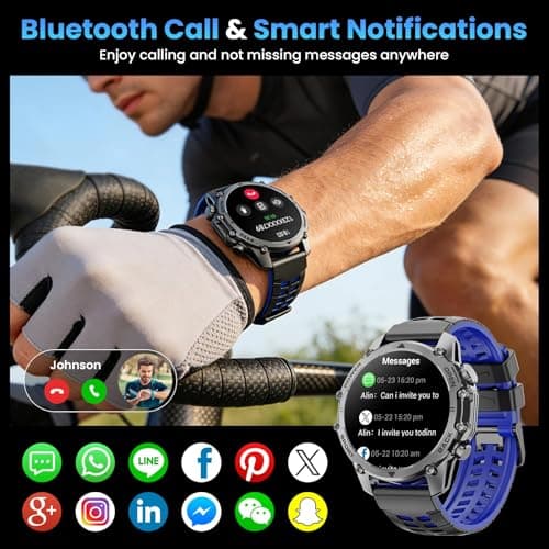 Hwagol Smart Watches for Men (Call/Notification),1.52''HD Military Smart Watch with Heart Rate/Sleep Monitor/Pedometer for Android and iOS,DIY Design Fitness Tracker view 4